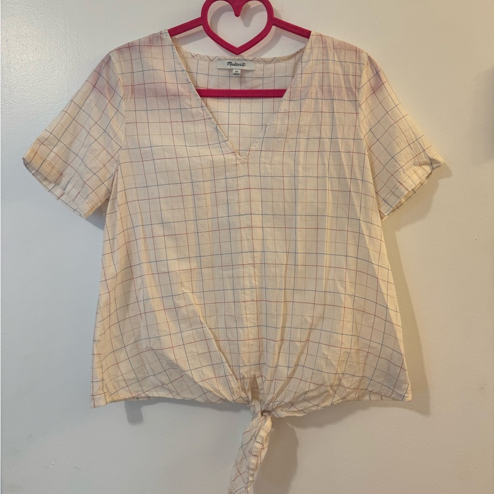 Women's Red, White, and Blue Plaid Top